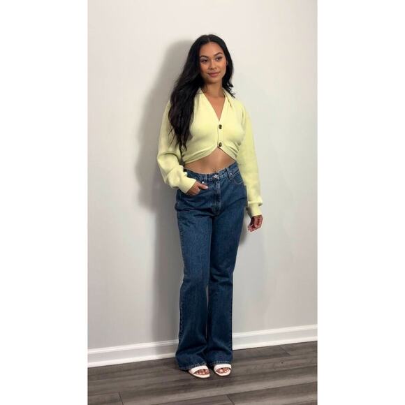 Alexander Wang Wool Cardigan in Green Small Knit Long Sleeve V-Neck Button Front - Picture 2 of 5